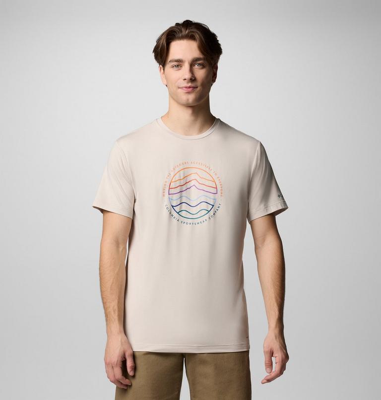Men's Kwick Hike Technical T-Shirt, Color: Dark Stone Heather, Peaked Lifestyle, image 1