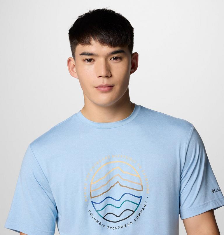 Men's Kwick Hike Technical T-Shirt, Color: Ripple Blue Heather, Peaked Lifestyle, image 4