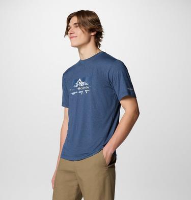 Men's Kwick Hike Technical T-Shirt, Color: Collegiate Navy Heather, Peak Direction, image 11