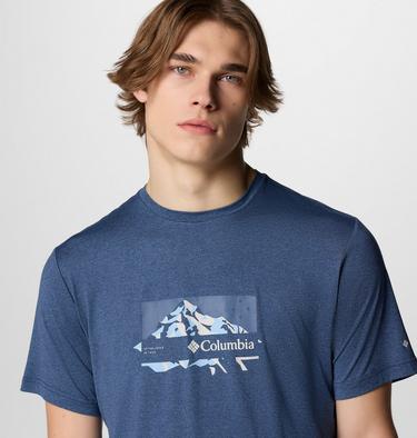 Men's Kwick Hike Technical T-Shirt, Color: Collegiate Navy Heather, Peak Direction, image 12
