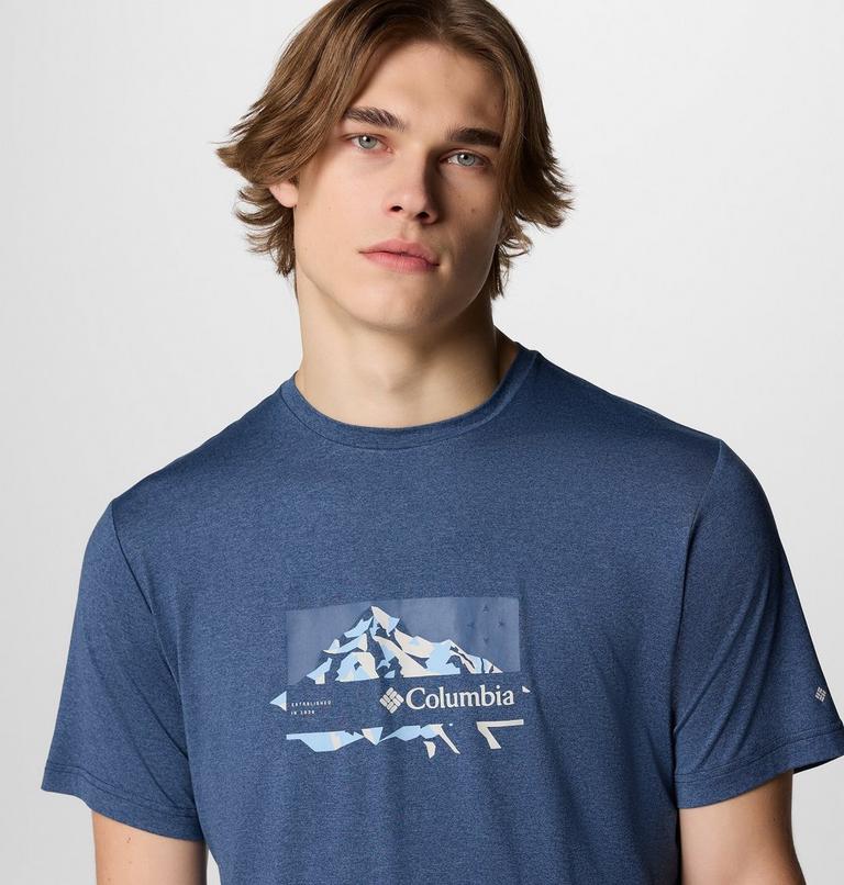Camiseta técnica Kwick Hike para hombre, Color: Collegiate Navy Heather, Peak Direction, image 4
