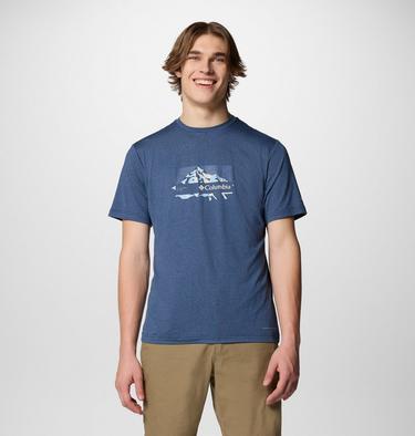 Men's Kwick Hike Technical T-Shirt, Color: Collegiate Navy Heather, Peak Direction, image 5