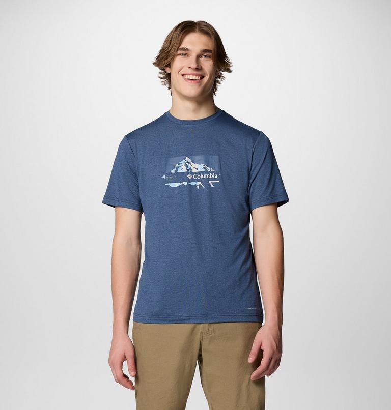 Camiseta técnica Kwick Hike para hombre, Color: Collegiate Navy Heather, Peak Direction, image 1