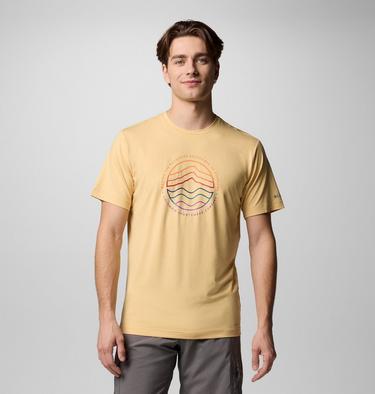 Men's Kwick Hike Technical T-Shirt, Color: Sand Dune Heather, Peaked Lifestyle, image 3