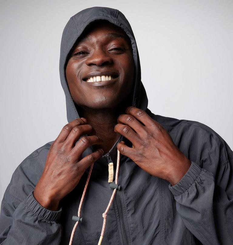 Men's Painted Peak Windbreaker, Color: Shark, Pink Agave, image 11