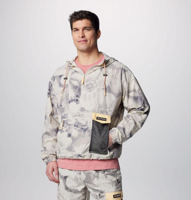 Men's Painted Peak Windbreaker, Color: Dark Stone Pearhip Print, Sunkissed, image 1