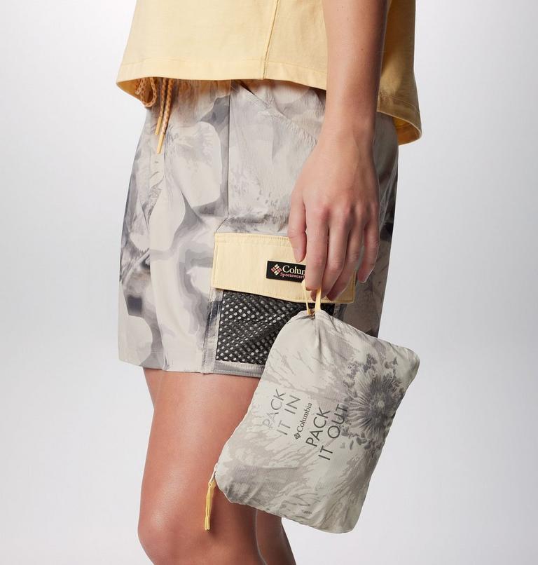 Women's Painted Peak Cropped Windbreaker, Color: Dark Stone Pearhip Print, Sunkissed, image 7