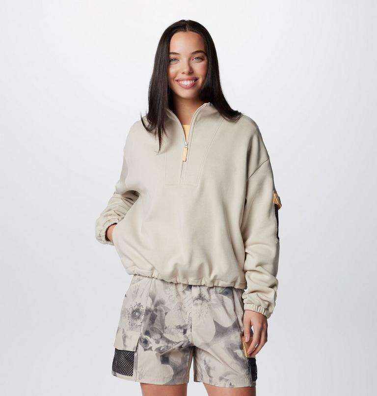 Women's Painted Peak Half Zip Fleece, Color: Dark Stone, Sunkissed, image 1