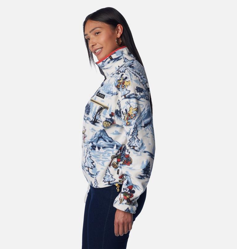 Women's Disney100 Half Snap Fleece, Color: Snowcap, image 3