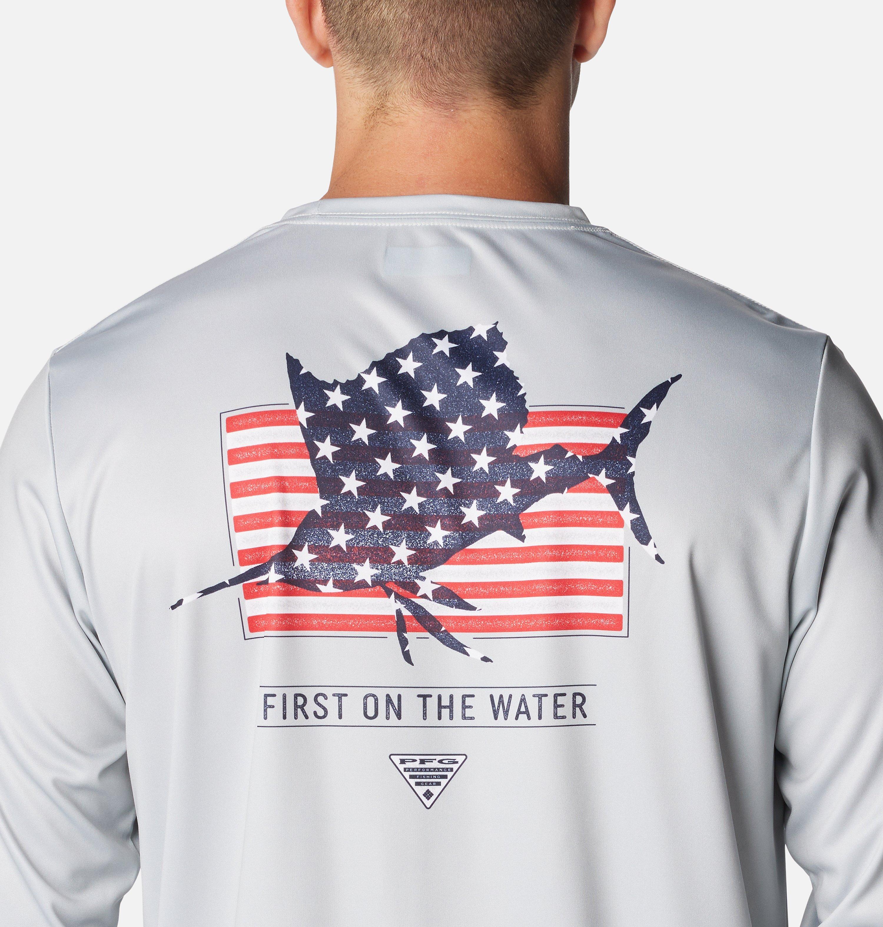 Men's PFG Terminal Tackle Fins and Stripes Long Sleeve Shirt 5