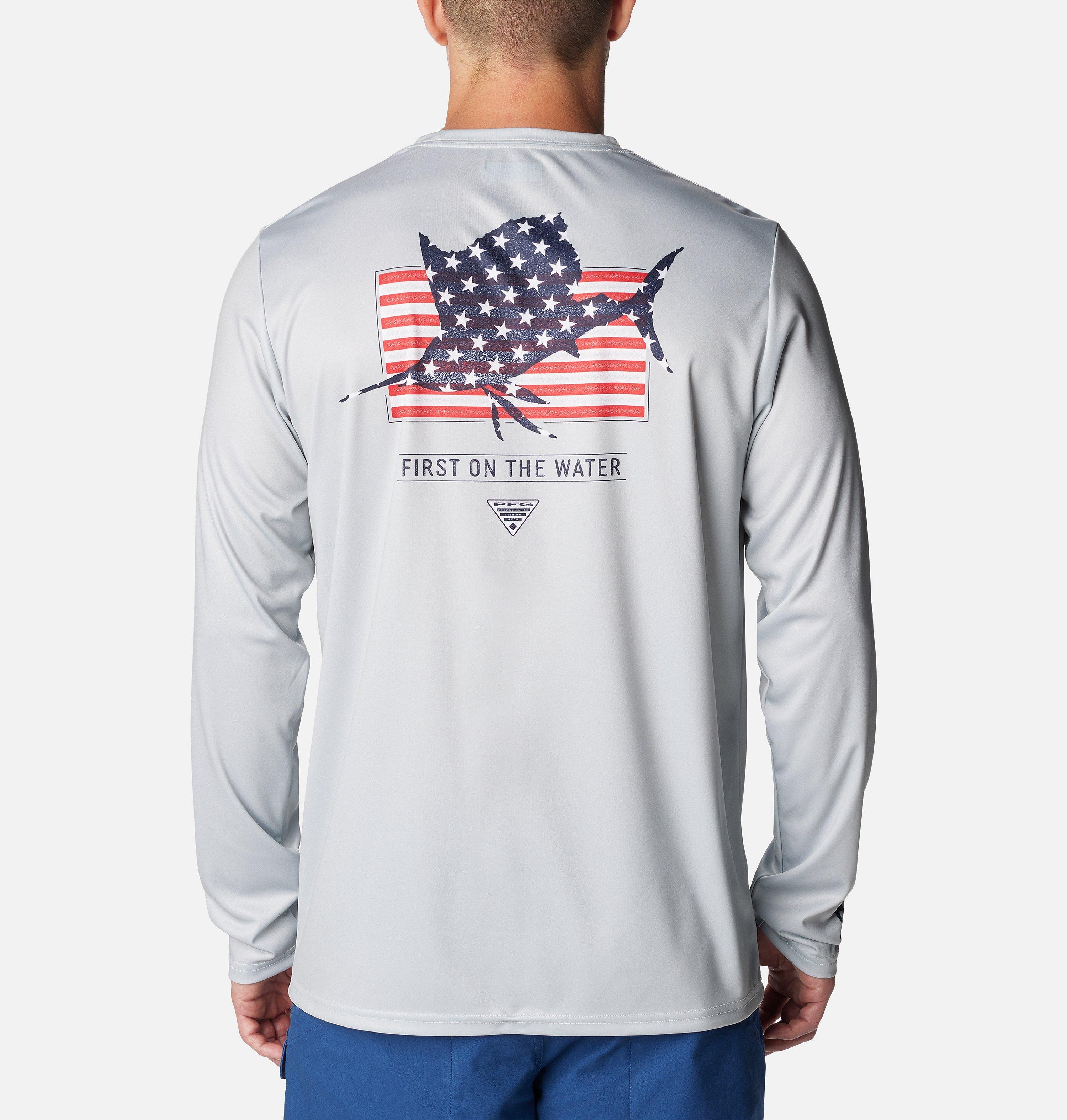Men's PFG Terminal Tackle Fins and Stripes Long Sleeve Shirt 2