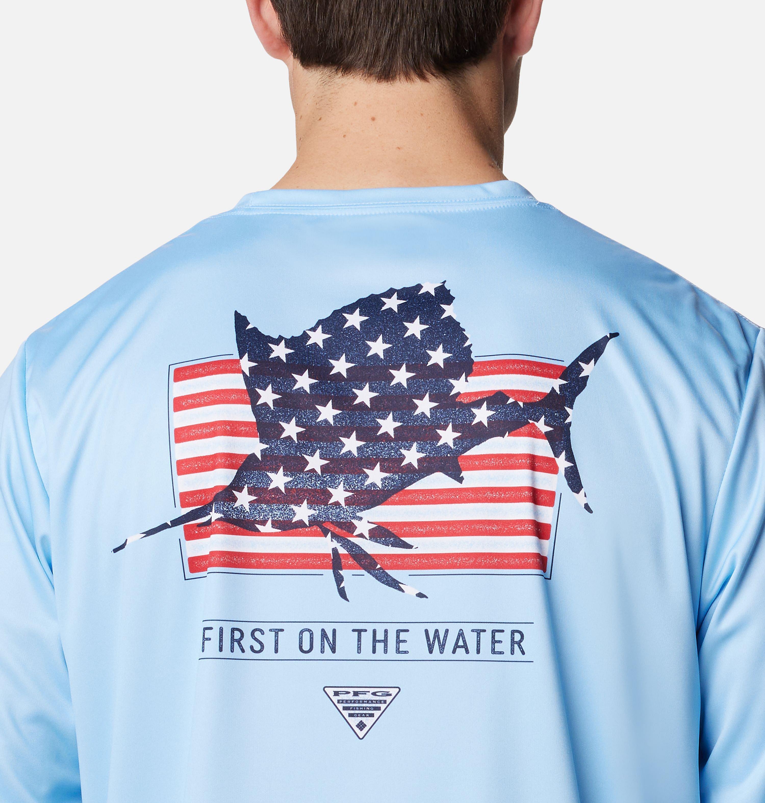 Men's PFG Terminal Tackle Fins and Stripes Long Sleeve Shirt 5