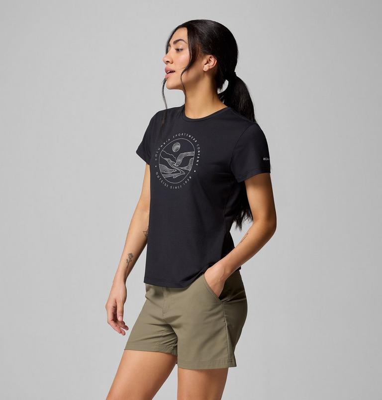 Camiseta técnica estampada Sloan Ridge para mujer, Color: Black, Linear Landscape, image 3