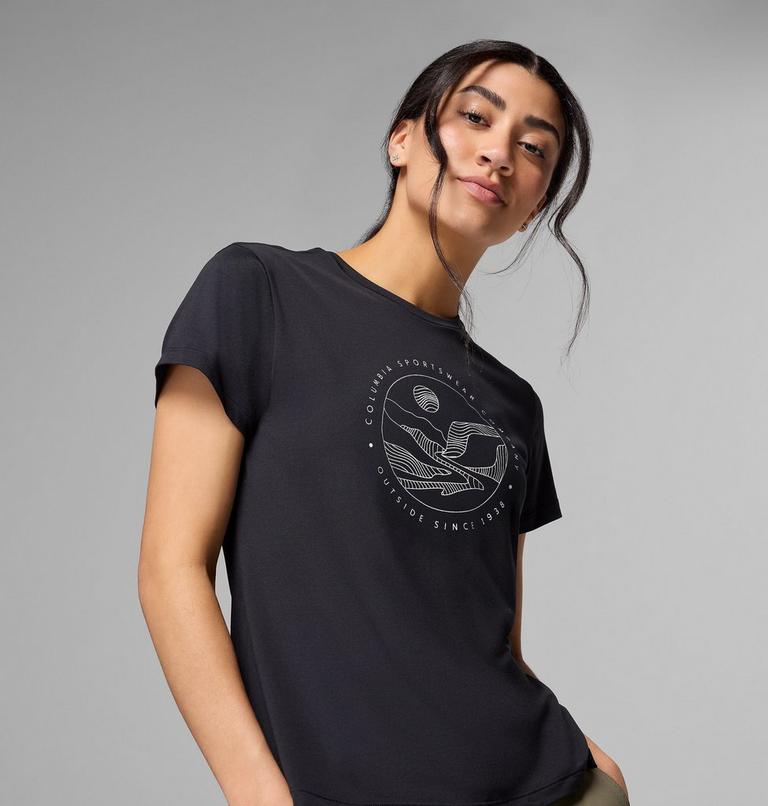 Camiseta técnica estampada Sloan Ridge para mujer, Color: Black, Linear Landscape, image 4
