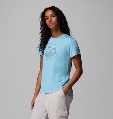 T-shirt tecnica stampata Sloan Ridge da donna, Color: Vintage Blue, Linear Landscape, image 8