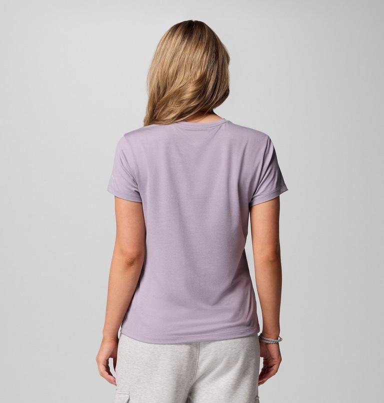 Camiseta técnica estampada Sloan Ridge para mujer, Color: Shale Purple, Linear Landscape, image 2