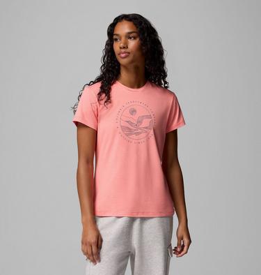 T-shirt tecnica stampata Sloan Ridge da donna, Color: Alpenglow, Linear Landscape, image 17
