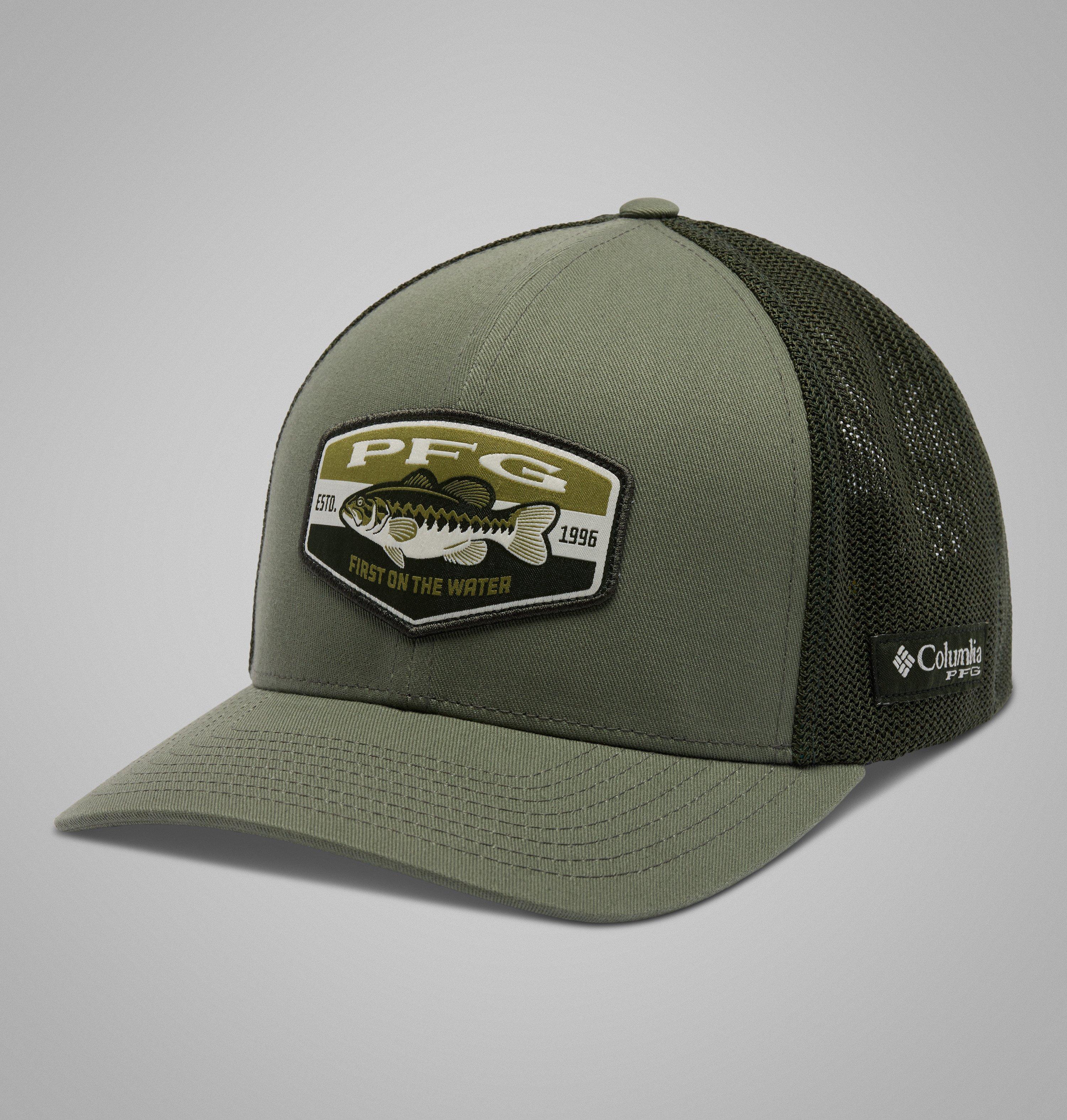 Columbia Sportswear Unisex Green Columbia - Pfg Patch™ Mesh Cap - Cypress, Big Badge Bass Large
