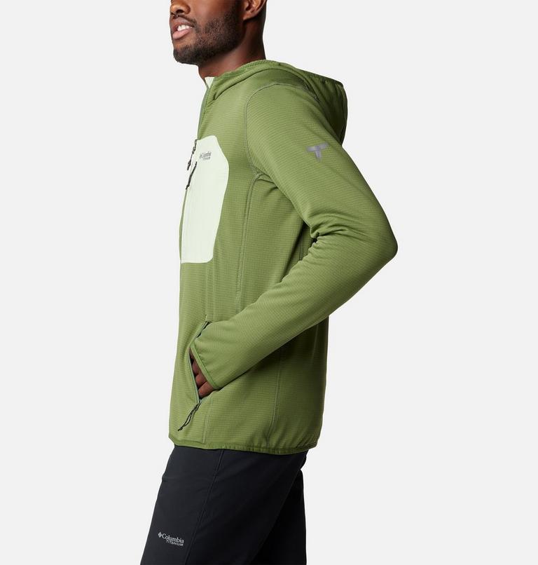 Triple Canyon Grid Fleece Hooded FZ, Color: Canteen, Sage Leaf, image 3