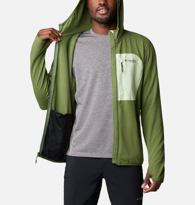 Triple Canyon Grid Fleece Hooded FZ, Color: Canteen, Sage Leaf, image 5