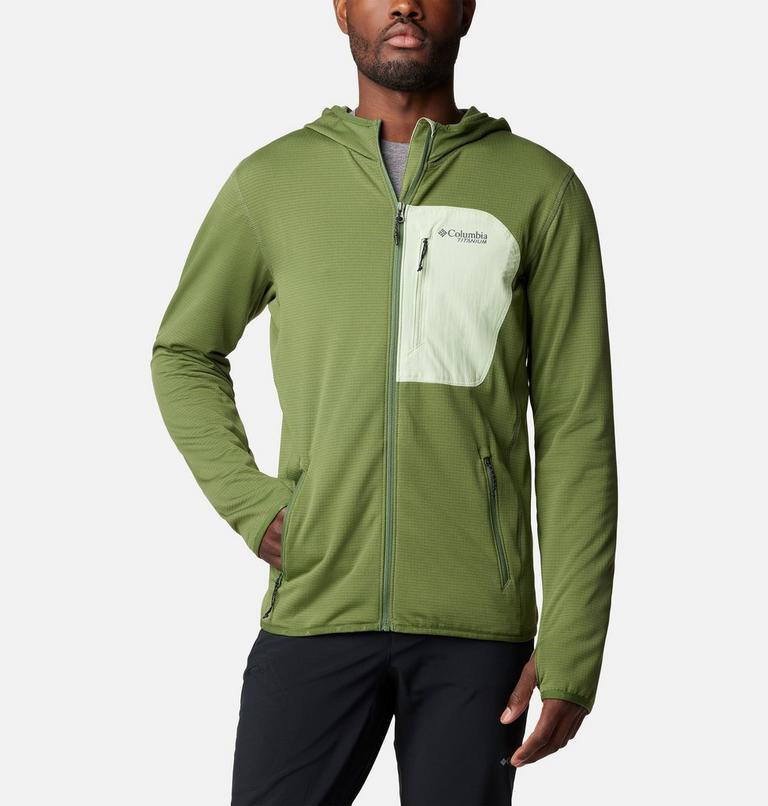 Triple Canyon Grid Fleece Hooded FZ, Color: Canteen, Sage Leaf, image 1