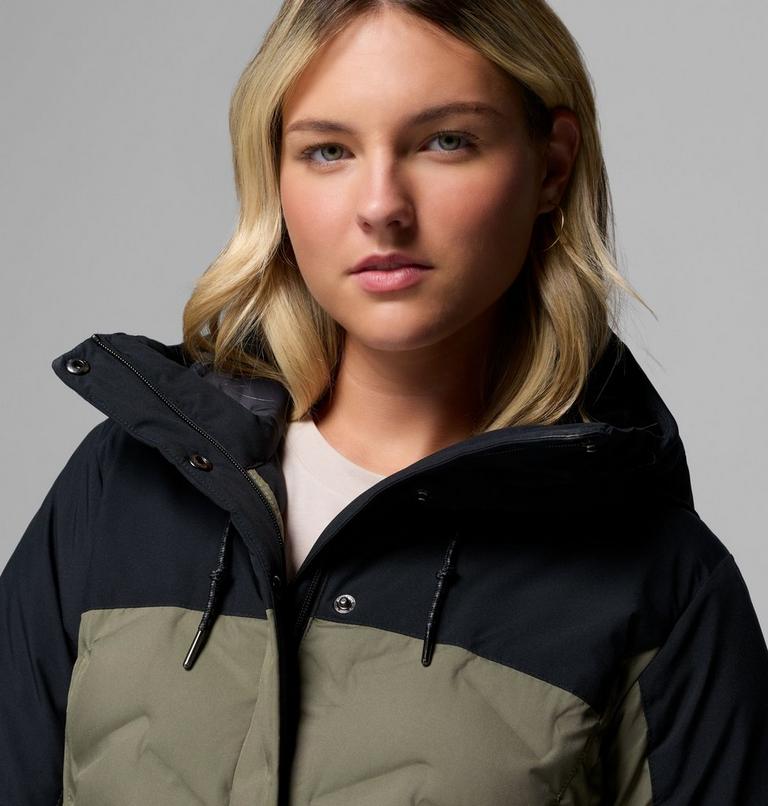 Women's Mountain Croo III Waterproof Hooded Mid Down Jacket, Color: Stone Green, Black, image 8