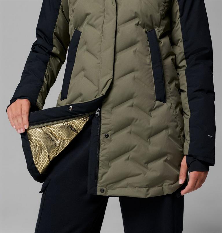 Women's Mountain Croo III Waterproof Hooded Mid Down Jacket, Color: Stone Green, Black, image 9