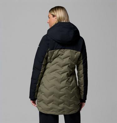 Women's Mountain Croo III Waterproof Hooded Mid Down Jacket, Color: Stone Green, Black, image 3