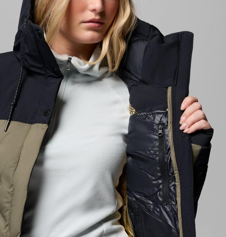 Veste en Duvet Imperm&eacute;able &agrave; Capuche Mountain Croo III Mid Femme, Color: Stone Green, Black, image 6