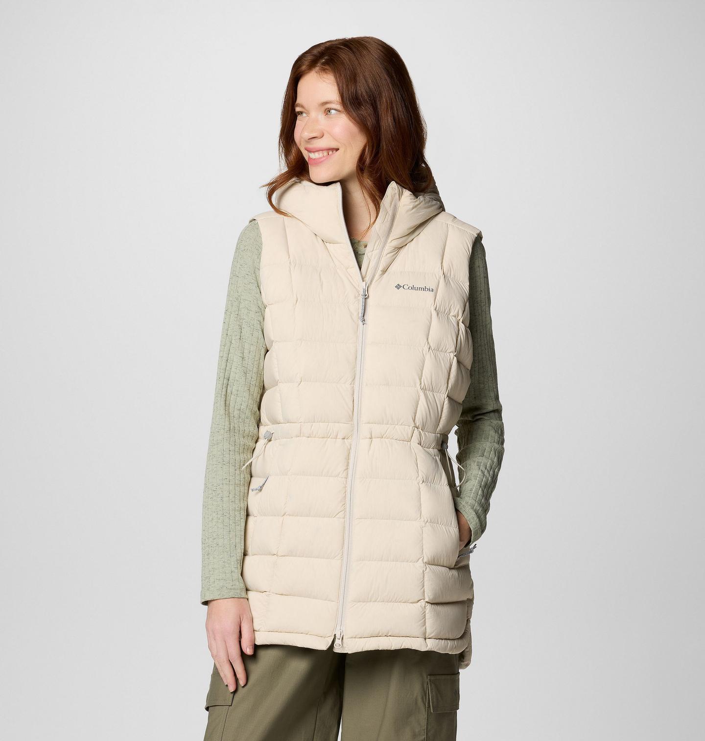 Женский жилет Columbia Ardenwood Mid hooded Down Vest, цвет: Серо-бежевый — фото 1