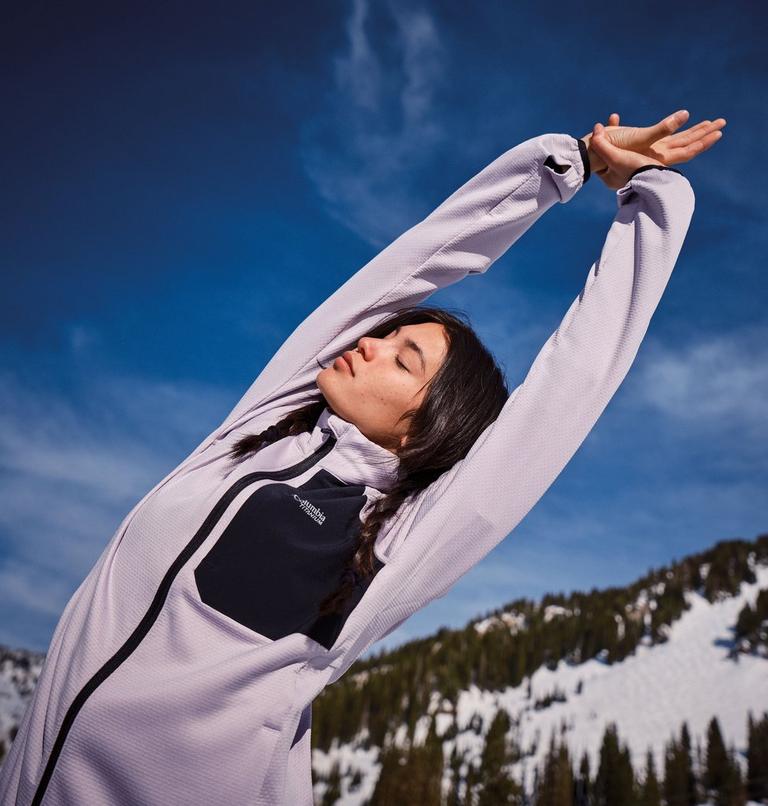 Women's Triple Canyon Technical Grid Fleece Jacket, Color: Lavender Pearl, Black, image 9