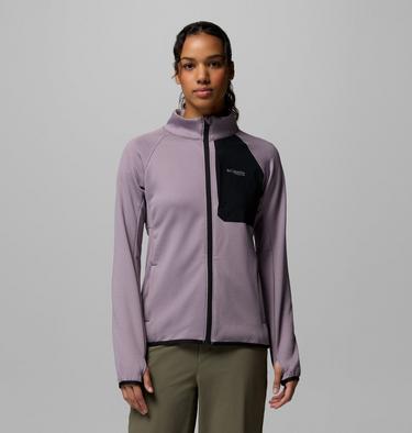 Chaqueta t&eacute;cnica de forro polar con dise&ntilde;o de cuadr&iacute;cula Triple Canyon para mujer, Color: Shale Purple, image 1