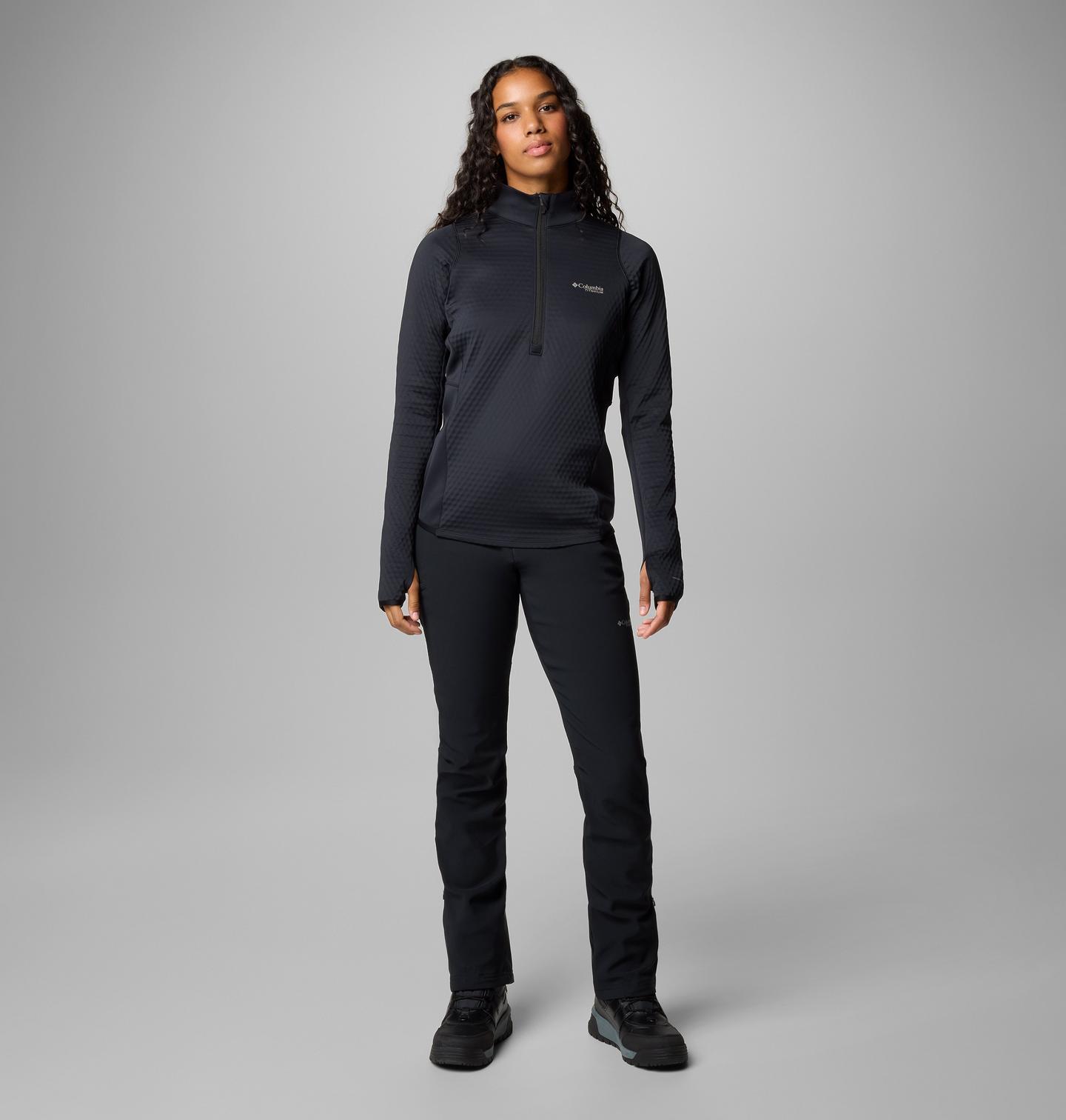 Женский свитер Columbia Crystal Leaf Omni-Heat Helix Half Zip Pullover, цвет: Чёрный — фото 2