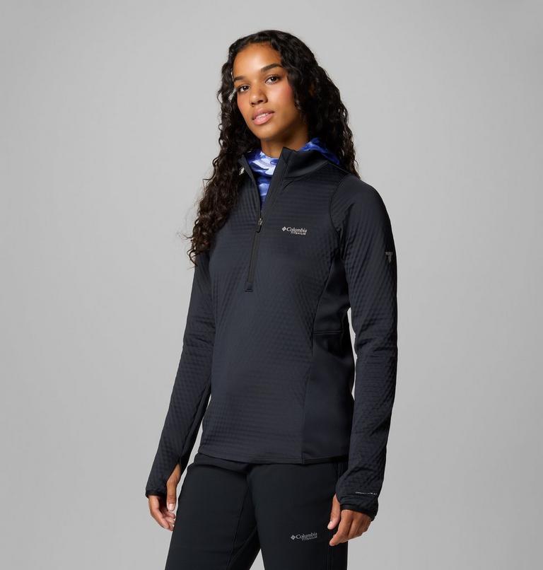 Women's Crystal Leaf Omni-Heat Helix Half Zip Fleece, Color: Black, image 4