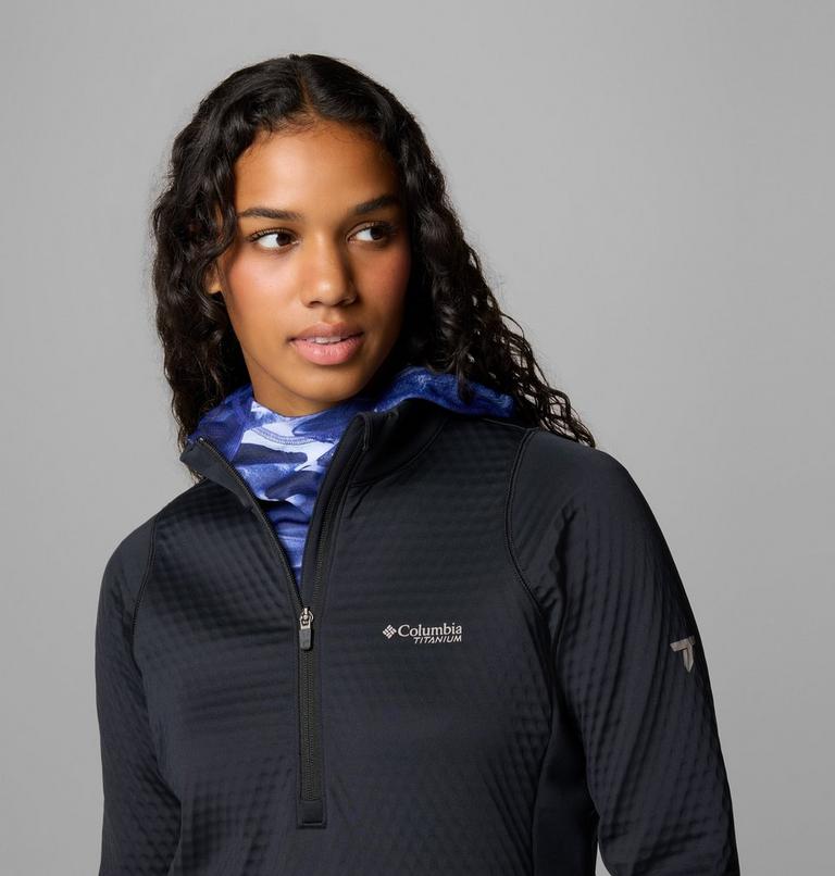 Women's Crystal Leaf Omni-Heat Helix Half Zip Fleece, Color: Black, image 5