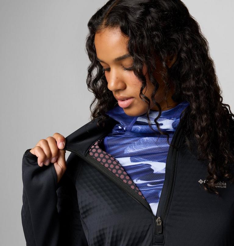 Women's Crystal Leaf Omni-Heat Helix Half Zip Fleece, Color: Black, image 7