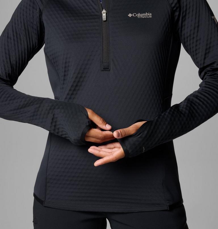 Women's Crystal Leaf Omni-Heat Helix Half Zip Fleece, Color: Black, image 8