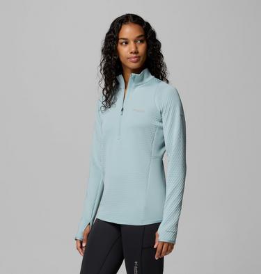 Polaire Demi-Zip Crystal Leaf Omni-Heat Helix Femme, Color: Crushed Blue, image 4