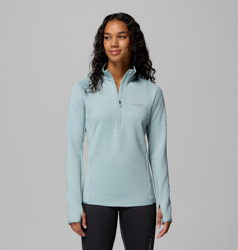Women's Crystal Leaf Omni-Heat Helix Half Zip Fleece, Color: Crushed Blue, image 1