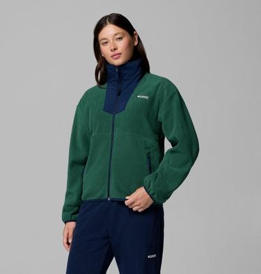 Women's Sequoia Grove Fleece Jacket, Color: Rain Forest, Collegiate Navy, image 16