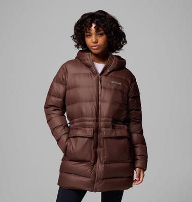 Women's Harmony Falls Hooded Mid Down Jacket, Color: Tobacco, image 3