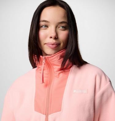 Women's Sequoia Grove Half Zip Fleece, Color: Pink Sand, Alpenglow, image 4