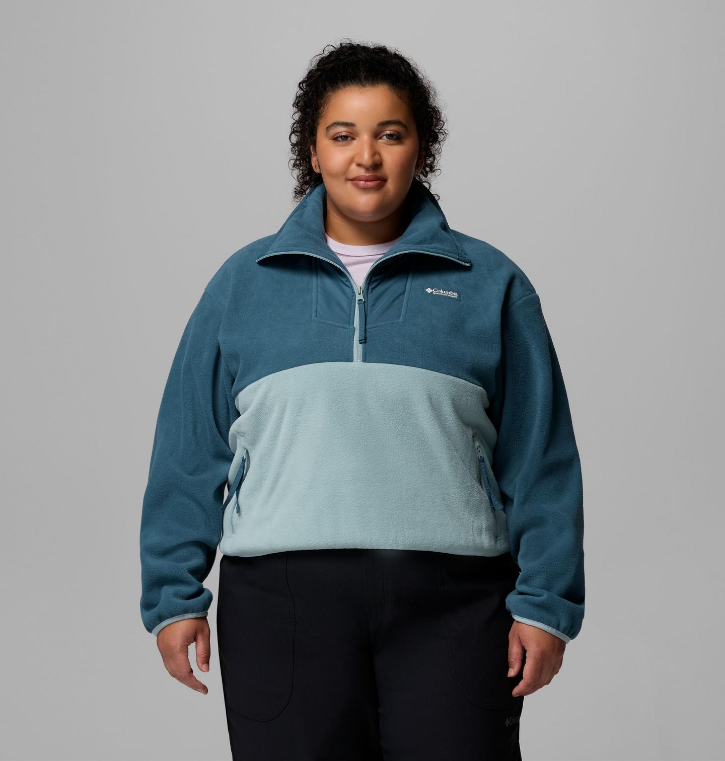 Columbia Women's Sequoia Grove Half Zip Fleece - Plus Size, цвет: Синий — фото 1