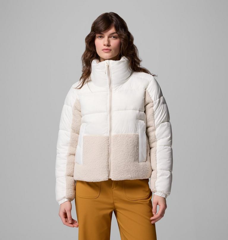 Women's Leadbetter Point II Sherpa Hybrid Puffer Jacket, Color: Sea Salt, Dark Stone, image 1