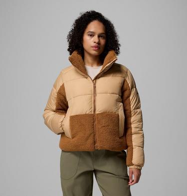 Women's Leadbetter Point II Sherpa Hybrid Puffer Jacket, Color: Canoe, Camel Brown, image 1