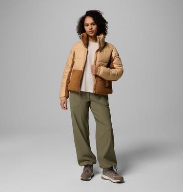 Women's Leadbetter Point II Sherpa Hybrid Puffer Jacket, Color: Canoe, Camel Brown, image 2