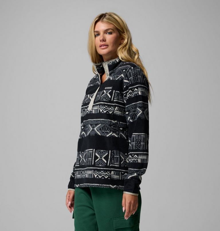 Women's Benton Springs Printed Half Snap Fleece, Color: Black Deschutes Days, image 4