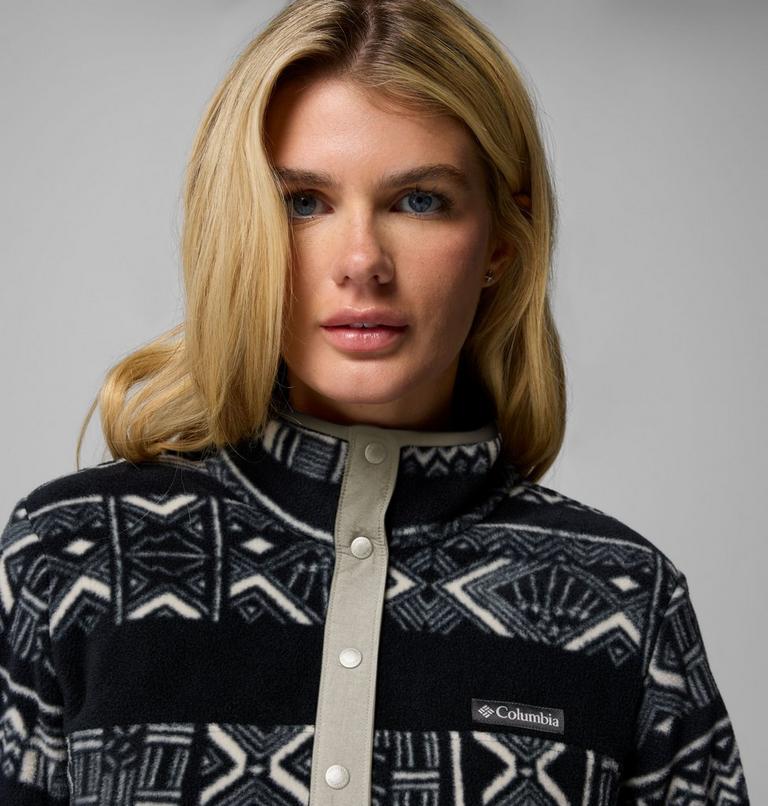 Women's Benton Springs Printed Half Snap Fleece, Color: Black Deschutes Days, image 5