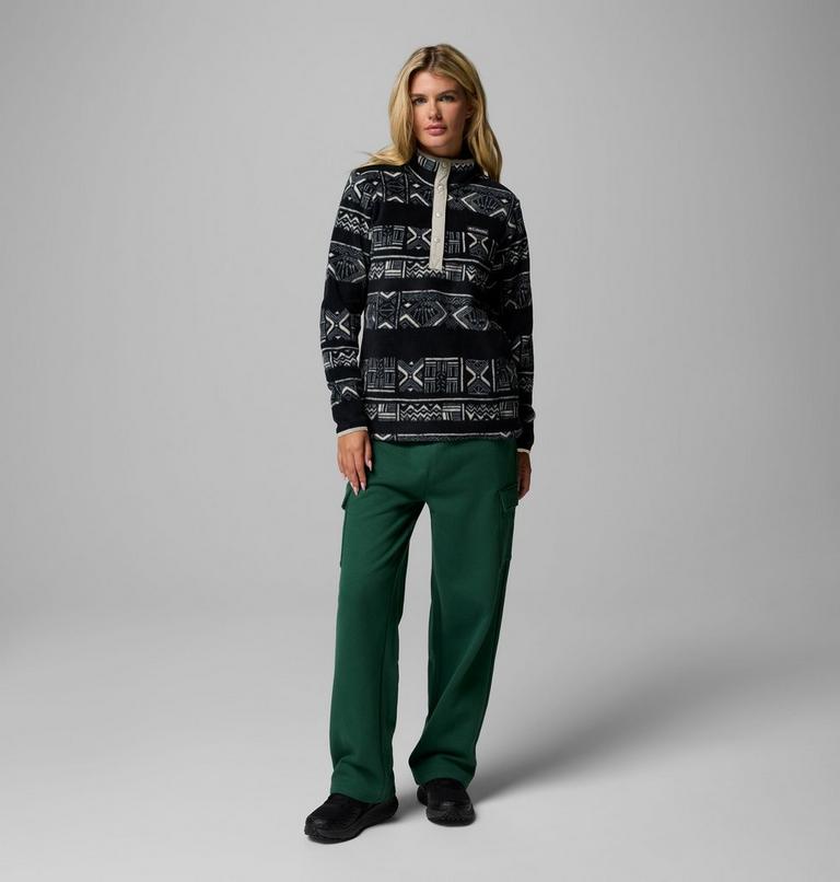 Women's Benton Springs Printed Half Snap Fleece, Color: Black Deschutes Days, image 2