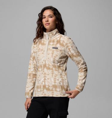 Women's Benton Springs Printed Half Snap Fleece, Color: Ancient Fossil, Sketchup, image 8